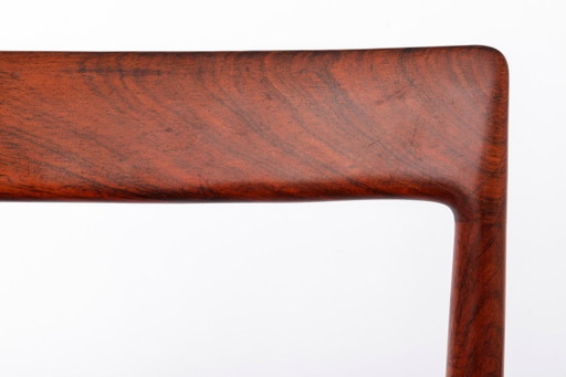 1 of 2 Vintage Lübke Rosewood Dining Chair, 1960s German Mid Century Chair, Restored Wooden Chair, Orange Upholstered Seat