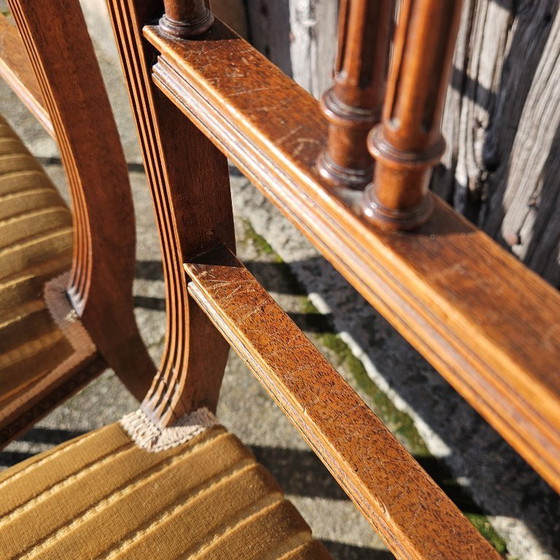 Image 1 of Set of 4 Antique handcarved Walnut Chairs - Upholstered wooden Side Chairs-Claude Sené Style Louis XVI-late 1900th