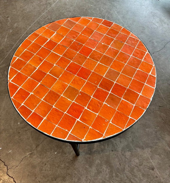Handmade Moroccan Zellige Coffee Table – Orange – 60 cm – Iron (photo 2 of 6)