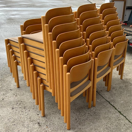 Image 1 of Batch of 42x vintage plywood stacking chairs '80