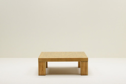 Square Oak Mosaic Coffee Table from Rolf Middelboe & Gorm Lindum for Tranekaer, Denmark 70s