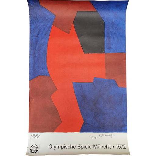 Manifesto originale d'epoca delle Olimpiadi di Monaco di Baviera di Serge Poliakoff, 1972
