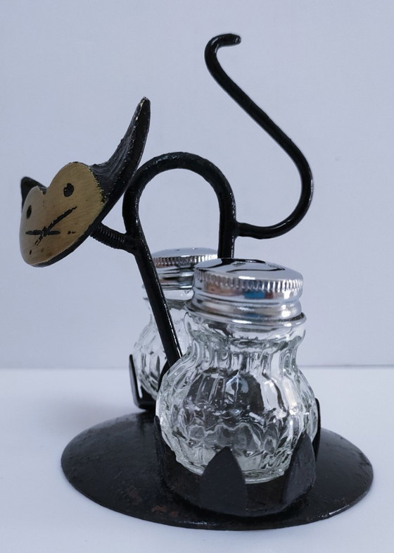 Image 1 of Set di saliera e pepiera a forma di gatto degli anni '60