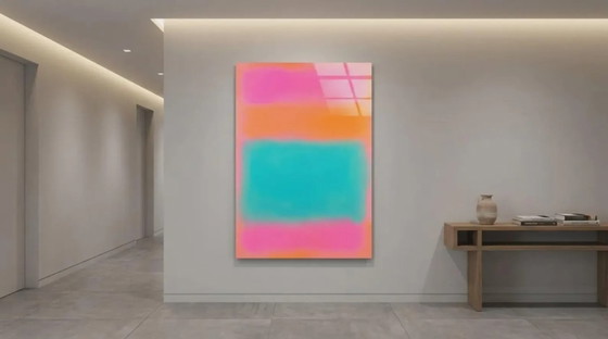 Image 1 of Opera d'arte contemporanea esclusiva – Dipinto a campi di colore neon su vetro acrilico da 5 mm, 80 × 120 cm