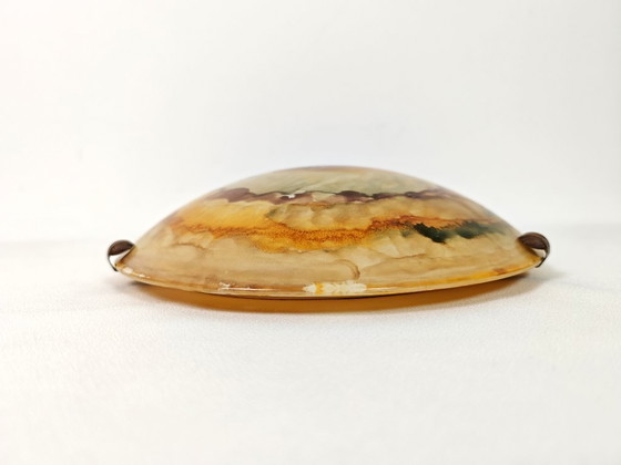 Image 1 of Vintage Glass Sconce / Glass Flush Mount Light / Mid Century Wall or Ceiling Lamp / Retro Round Sconce / Yugoslavia / 1970s