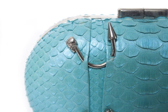 Image 1 of Maison Du Posh, Box-Clutch aus metallisch beschichtetem Pythonleder