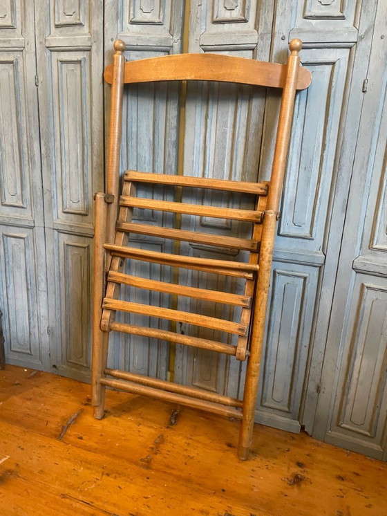 Image 1 of Straordinaria sedia pieghevole in faggio francese antico