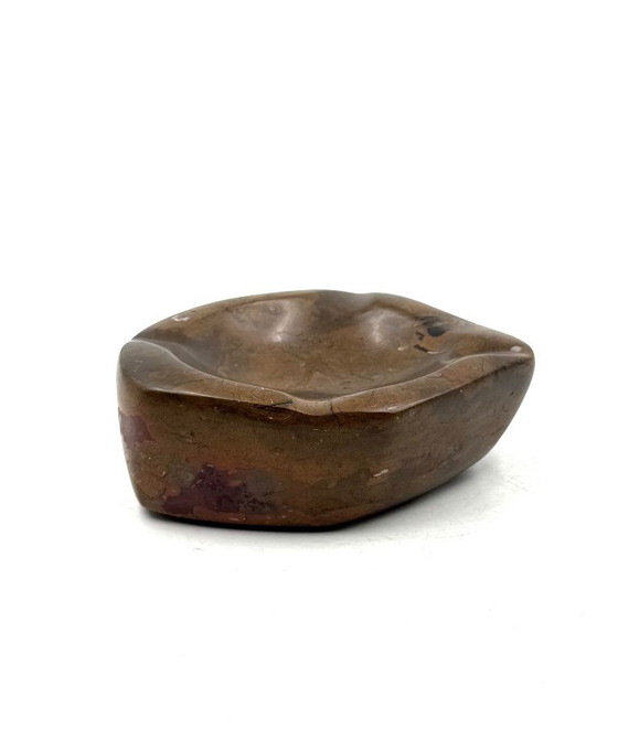 Image 1 of Luxury fossil brown marble ashtray bowl, France 1970s