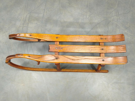 Image 1 of 1930s Czech Oak Art Deco Sled