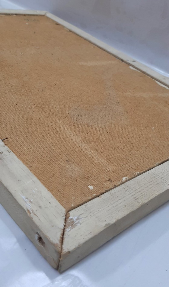 Image 1 of Vintage gesigneerd olieverfschilderij op vezelplaat, herfstbomen