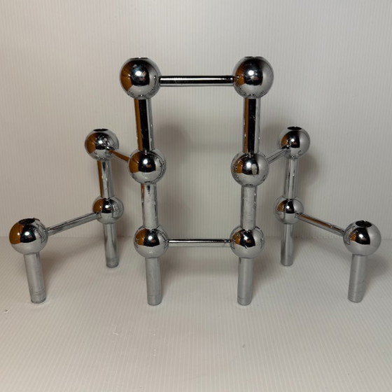 Image 1 of Set of 6 modular BSF vintage chrome candle holders