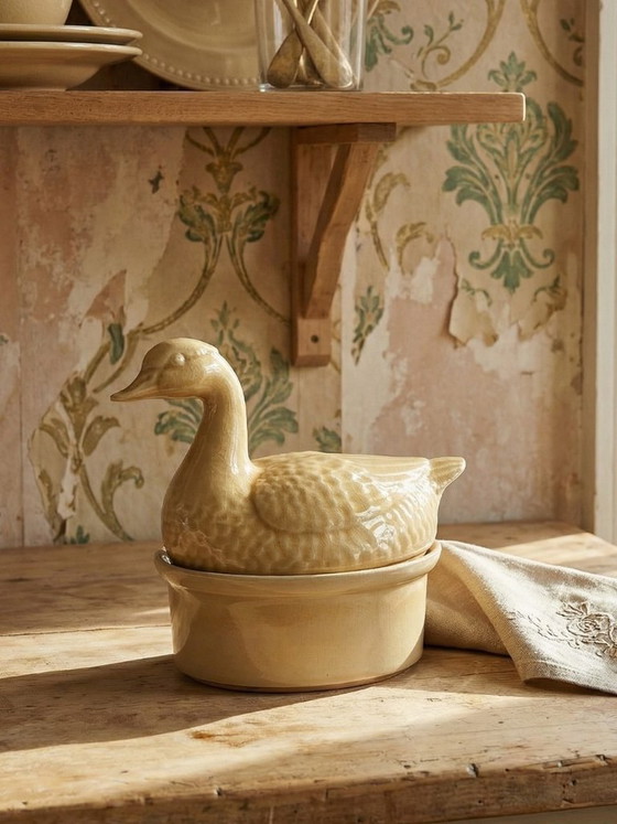 Image 1 of Small vintage GEO terrine from the 1950s-60s, beige earthenware duck