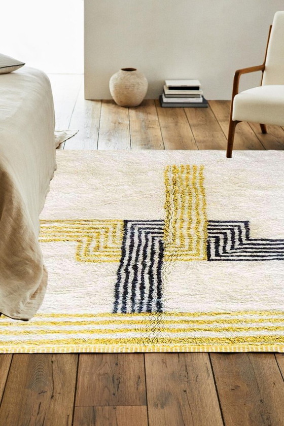 Image 1 of Tapis en laine écru à motifs géométriques 250cmx300cm 