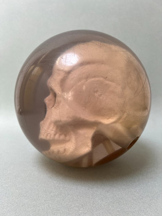 Image 1 of Bola de bolos con calavera de ebonita y bolsa a juego, década de 1990, EE. UU.