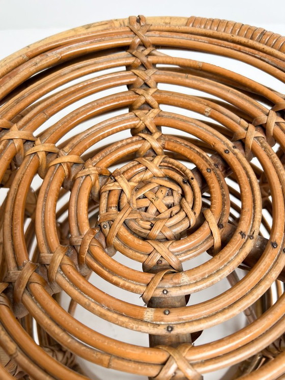 Image 1 of Set of 2 rattan designer stools by Tito Agnoli, 1960's