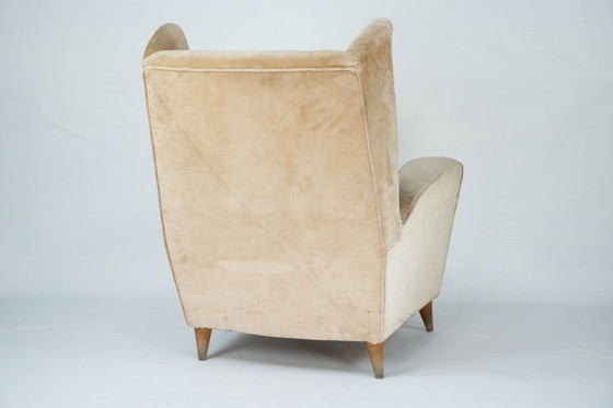 Image 1 of Mid-Century attributed Melchiorre Bega single Armchair in velvet. Italy 1950s
