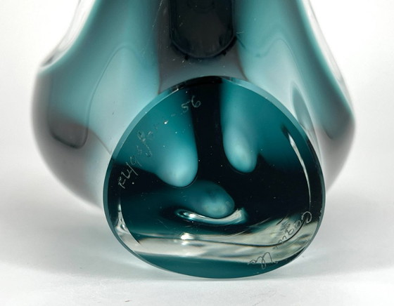 Image 1 of Paul Kedelv für Flygsfors – Muschelvase – Schwedisches Kunstglas 1950er Jahre