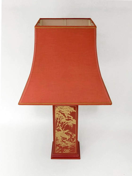 Chinoiserie Table Lamp Claude Mahey – Textile, Vintage (photo 5 of 15)