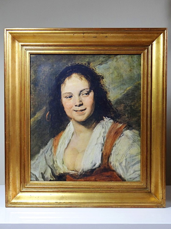 Image 1 of Large framed portrait reproduction "La Bohémienne" by Hals, by S.P.A.D.E.M