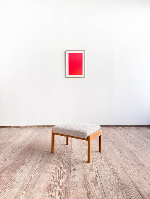 Mid-Century Danish Ottoman by Ole Wanscher, Oak Wood, 1950s