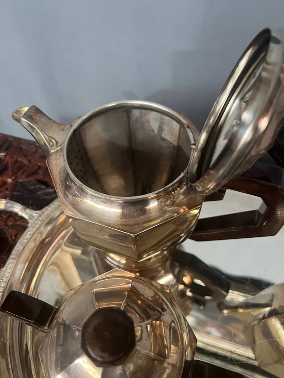 Juego de té y café Art Déco. Metal plateado y caoba. – Accesorios de cocina, Art Deco (photo 4 of 7)