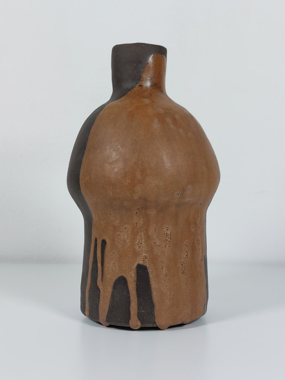 Image 1 of Vaso d'artista in ceramica vintage organica con smalto fluido, anni '80