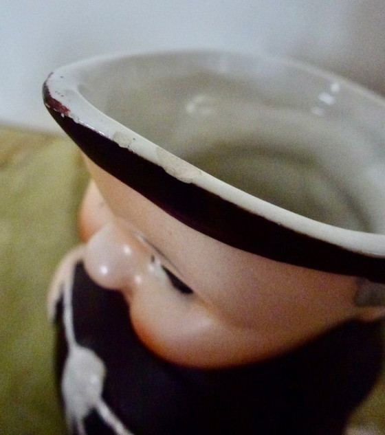 Image 1 of Sucrier et pot à lait vintage Goebel Friar Tuck Monk en 2 pièces d'Allemagne de l'Ouest.