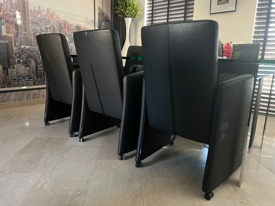 Image 1 of 6 sedie da pranzo FraMaTi Design in pelle Semira nera NUOVE CONDIZIONI