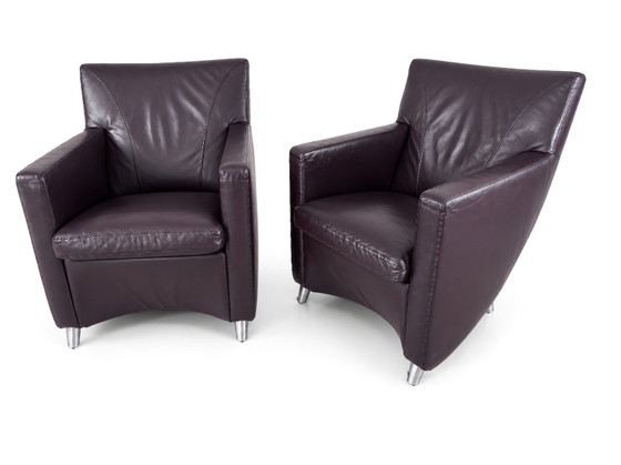 2 fauteuils Leolux Dolcinea en cuir plumeux/violet – Leather, Metal (photo 8 of 8)