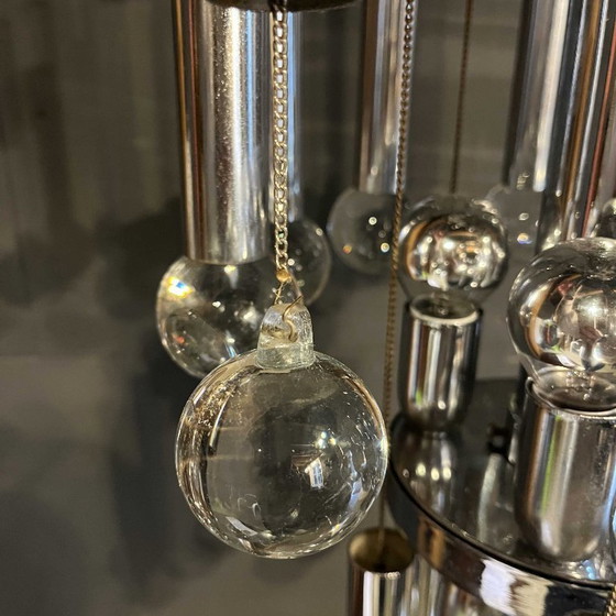 Image 1 of Sciolari Kronleuchter aus der Mitte des 20. Jahrhunderts, aus Chrom und Glas