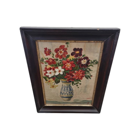 Image 1 of Nature morte aux fleurs anciennes sur toile JJC, début du 20e siècle