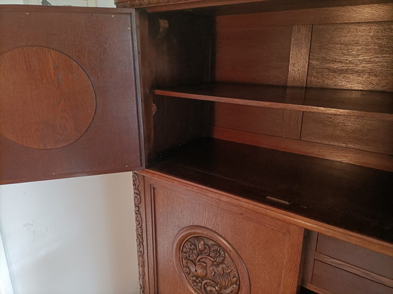 Image 1 of Meuble Art Déco en chêne avec de magnifiques panneaux à motifs