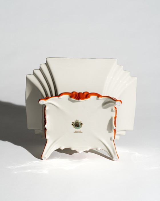 Image 1 of Large Art Deco Revival Floral Porcelain Centerpiece Bowl Schaubach Kunst Germany