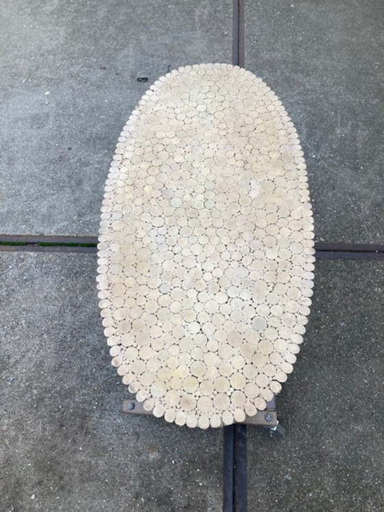 Image 1 of Table basse ovale Sheaf Of Wheat par McGuire, années 1970