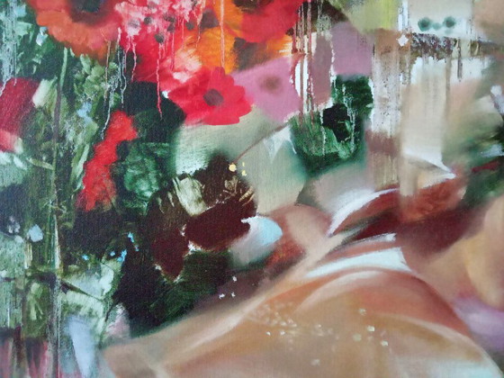 Original Oil Painting Abstract Figurative Girl Flowers Morning Symphony – Paintings & Drawings, Canvas (photo 10 of 13)