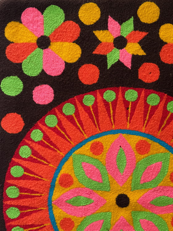 Image 1 of Arazzo da parete vintage anni '70 firmato Luis Montiel – Design floreale flower power anni '70