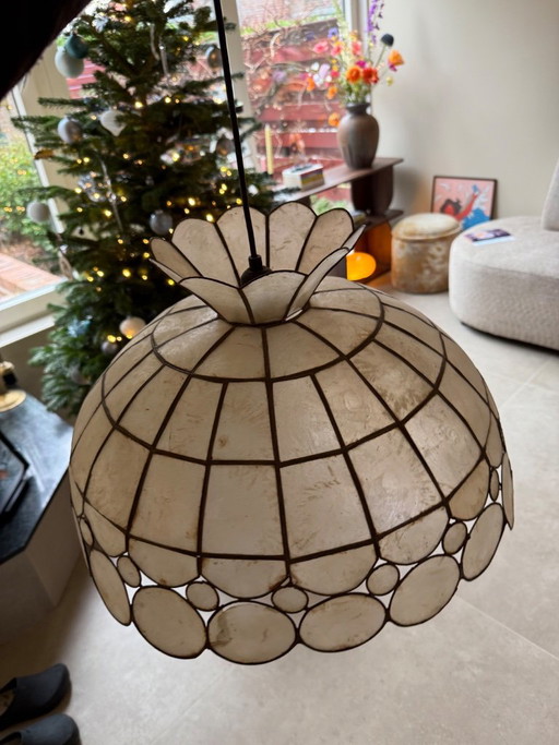 Vintage Capiz Muschel Pendelleuchte - Tiffany Perlmutt Lampe