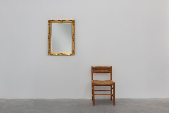 Image 1 of French Vintage square carved wooden gilded mirror in Baroque style