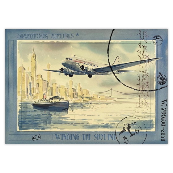 Jaak DE KONINCK (JACK LEAROY) gesigneerde lithografie Starbrook Airlines - winging the – Litho's & Zeefdrukken (photo 5 of 5)