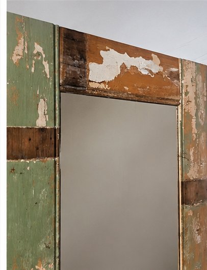 Robuuste Unieke Landelijke Passpiegel Van Oud Hout 2 X 76 – Wood, Glass (photo 4 of 5)