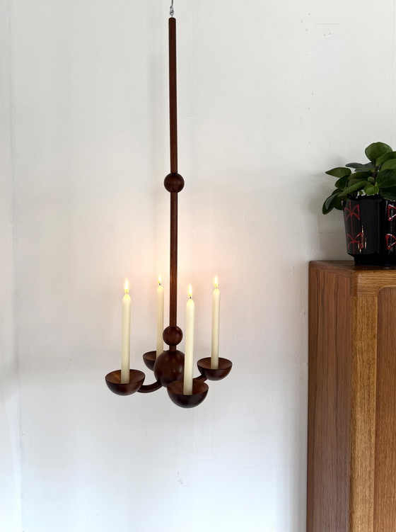 Image 1 of Vintage teak hanging candlestick, Denmark '60s