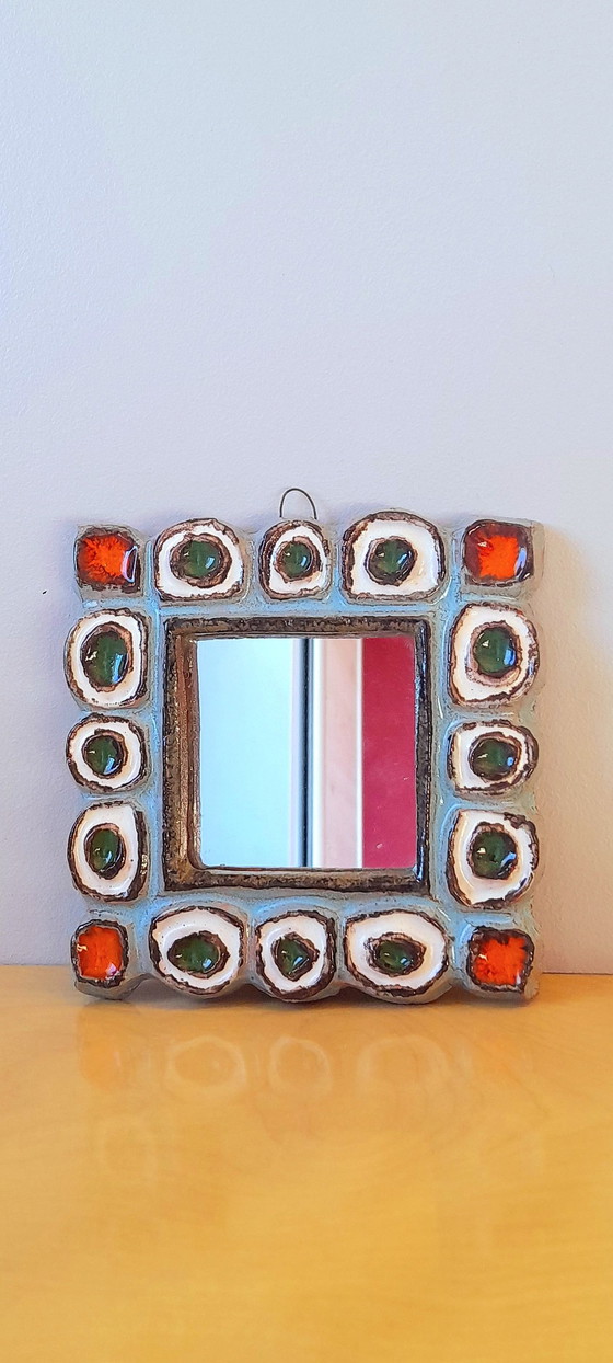 Image 1 of Miroir En Céramique Roland Zobel, Les Cyclades, 1960.