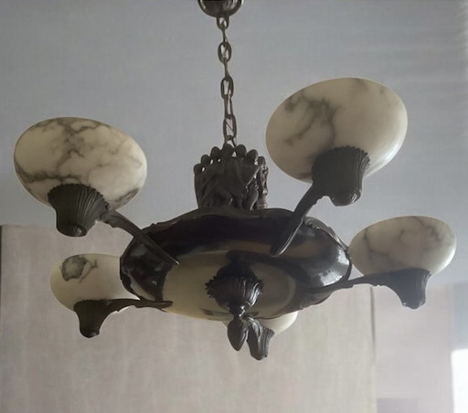 Lustre Art Déco en bronze