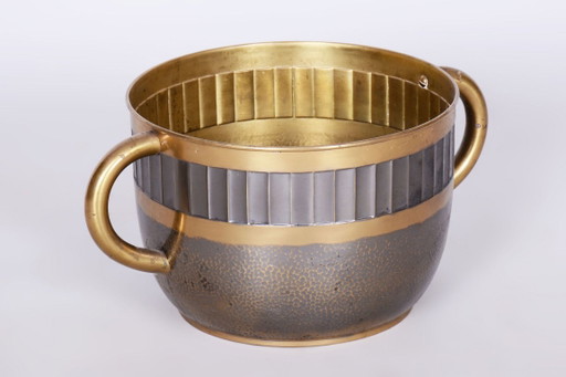Originele Art Deco jardinière, professioneel gereinigd messing, Tsjechisch, jaren 1910 – plantenbak, Brass