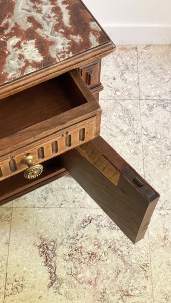 Image 1 of TABLE de Chevet Ancienne Bois et MARBRE