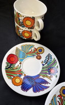 Acapulco Villeroy & Boch 5 x Coffee Cup + 5 x Saucer Blue Logo