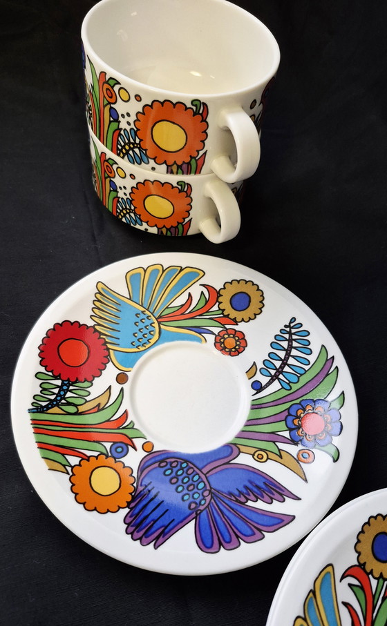 Image 1 of Acapulco Villeroy & Boch 5 x Koffiekopje + 5 x Schoteltje Blauw Logo