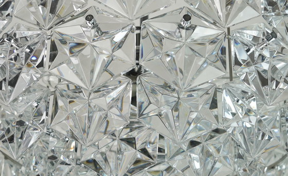 Image 1 of elegant kinkeldey mid century CHANDELIER pendant light crystal glass and chrome plated metal with 66 glass prisms 1960s