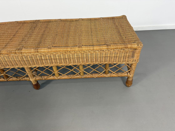 Image 1 of Vintage Rotan Rieten Bankje jaren' 70