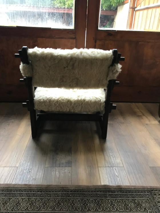 Mid Century Armchairs in Lambs Wool, Set of 2 by Szedleczky, Brown, Mid Century Modern (photo 8 of 10)